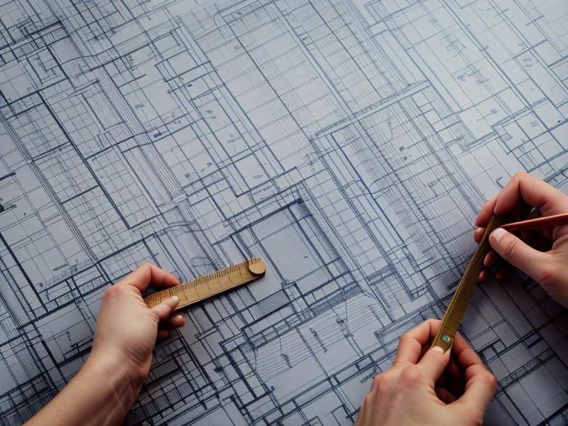 Escalímetro sobre un plano arquitectónico impreso en formato Arch D, revisión de escalas de dibujo técnico
